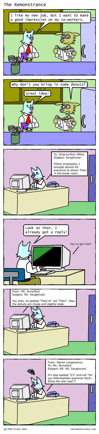 Office Donuts - The Remonstrance comic for 2009-02-09. Word of the day: riefenstahl