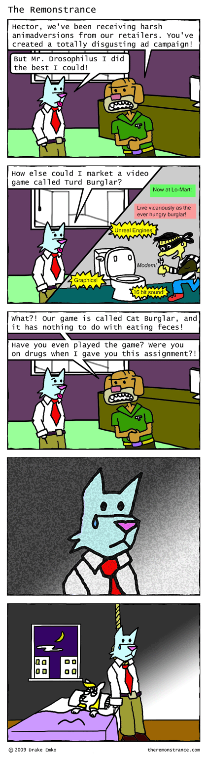 The Problem with Hector's Ingenious Ad Campaign - The Remonstrance comic for 2009-03-09. Word of the day: animadversion