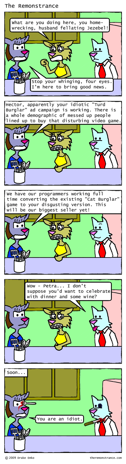 Ms. Terrorbird Delivers the Good News - The Remonstrance comic for 2009-06-15. Word of the day: whinging
