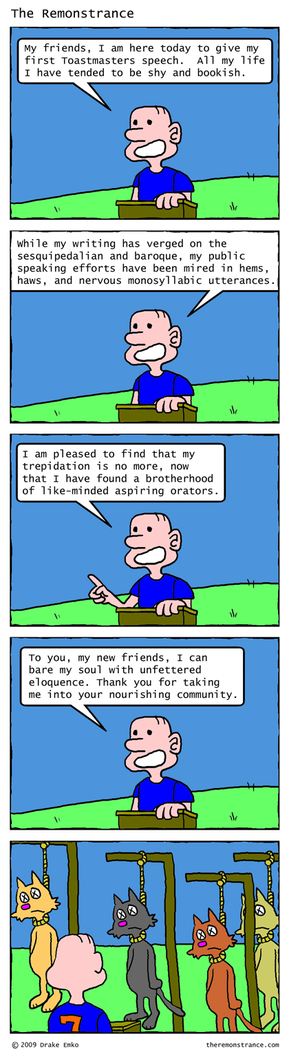 Mike is a Toastmaster - The Remonstrance comic for 2009-06-22. Word of the day: sesquipedalian