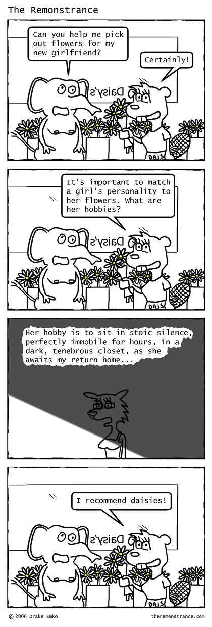 The Flower Shop - The Remonstrance comic for 2006-11-20. Word of the day: tenebrous