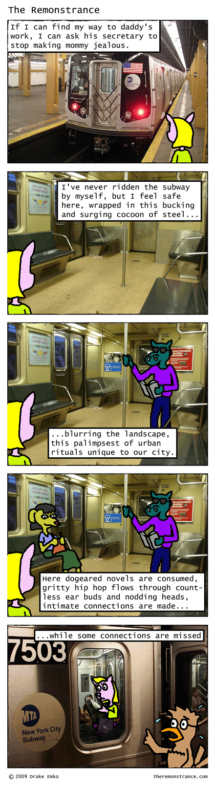 Celeste Travels Through the Urban Jungle - The Remonstrance comic for 2009-09-14. Word of the day: palimpsest
