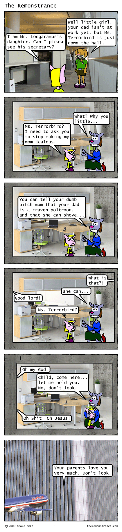 Celeste's Most Unfortunate Morning - The Remonstrance comic for 2009-09-21. Word of the day: poltroon