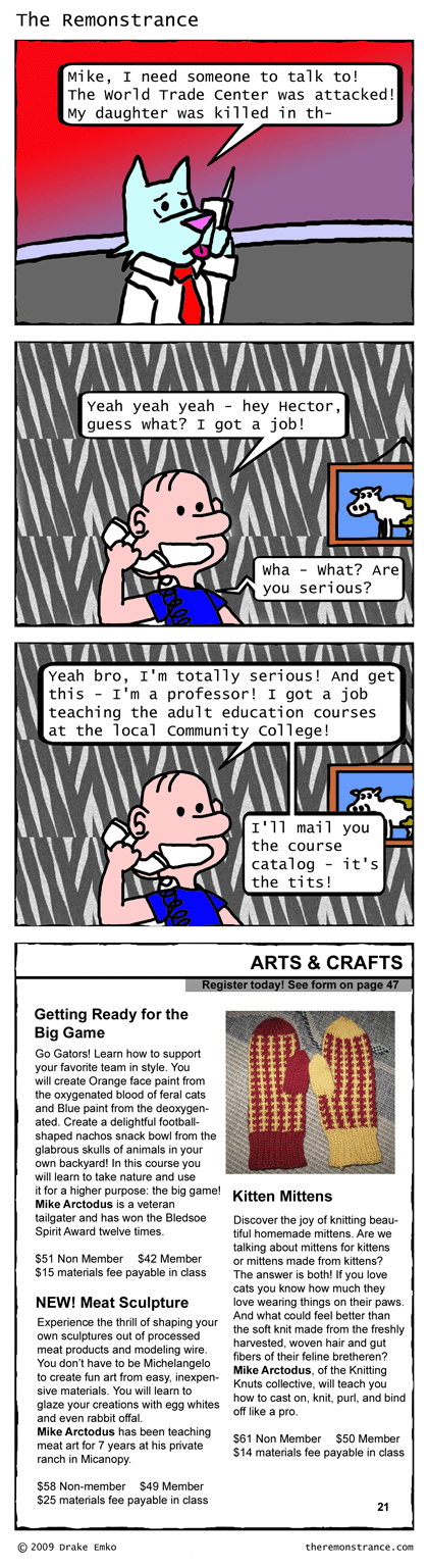 Professor Mike, at Your Service - The Remonstrance comic for 2009-10-26. Word of the day: glabrous