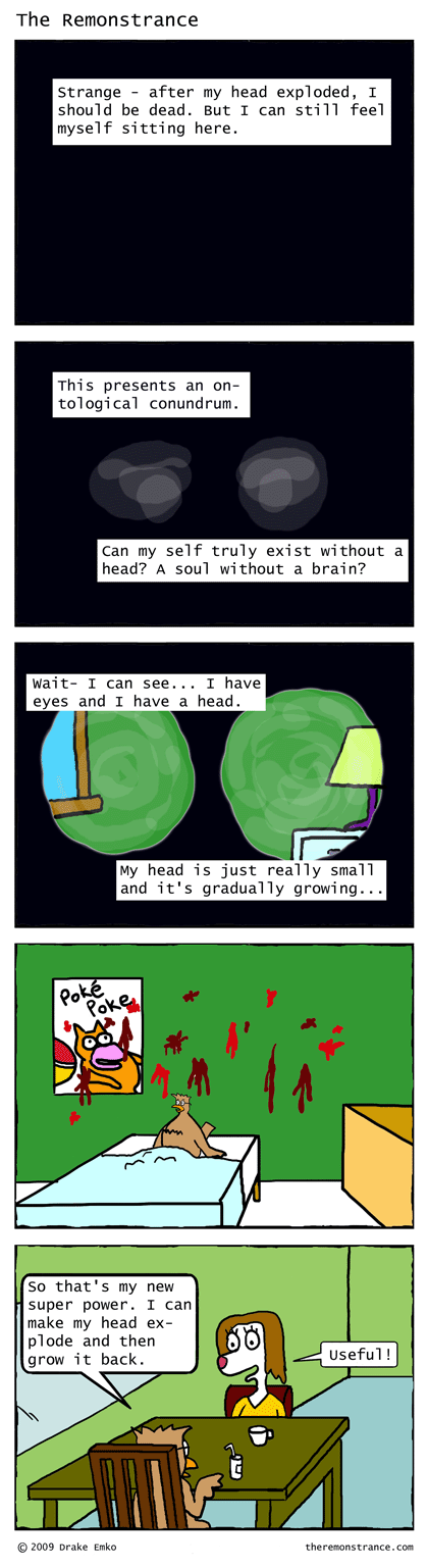 Wortle Gets A Head - The Remonstrance comic for 2009-12-14. Word of the day: ontological