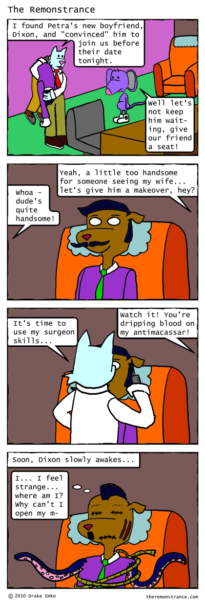 Dixon Gets a Makeover - The Remonstrance comic for 2010-03-11. Word of the day: antimacassar