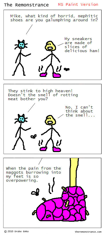Mike's New Shoes Are Not Made for Comfort - The Remonstrance comic for 2010-05-10. Word of the day: mephitic