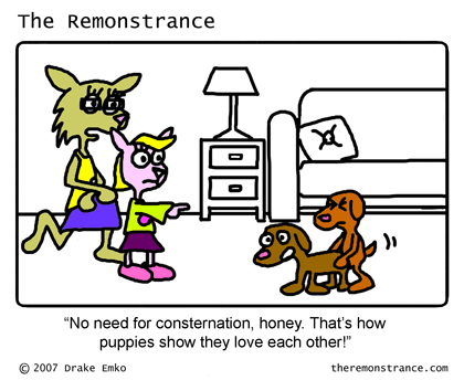 Celeste Learns the Facts of Life - The Remonstrance comic for 2007-06-11. Word of the day: consternation