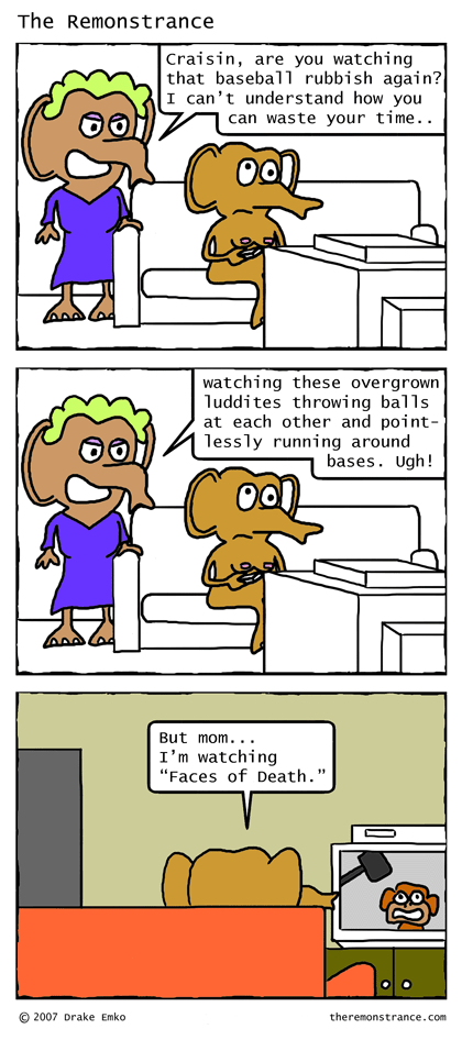 Craisin Watches TV With His Mom - The Remonstrance comic for 2007-06-18. Word of the day: luddites