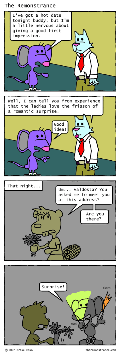 Valdosta's Hot Date - The Remonstrance comic for 2007-10-15. Word of the day: frisson