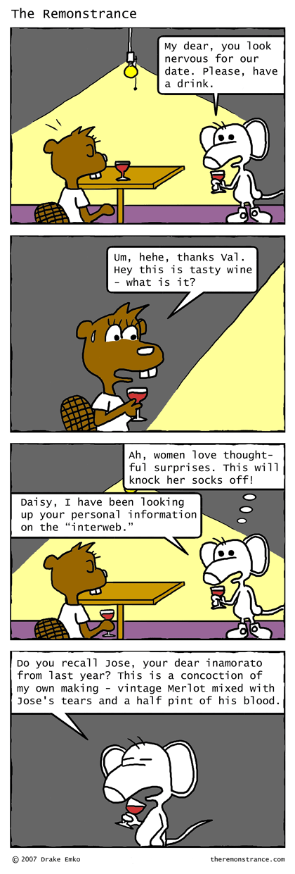 A Romantic Aperitif - The Remonstrance comic for 2007-10-22. Word of the day: inamorato