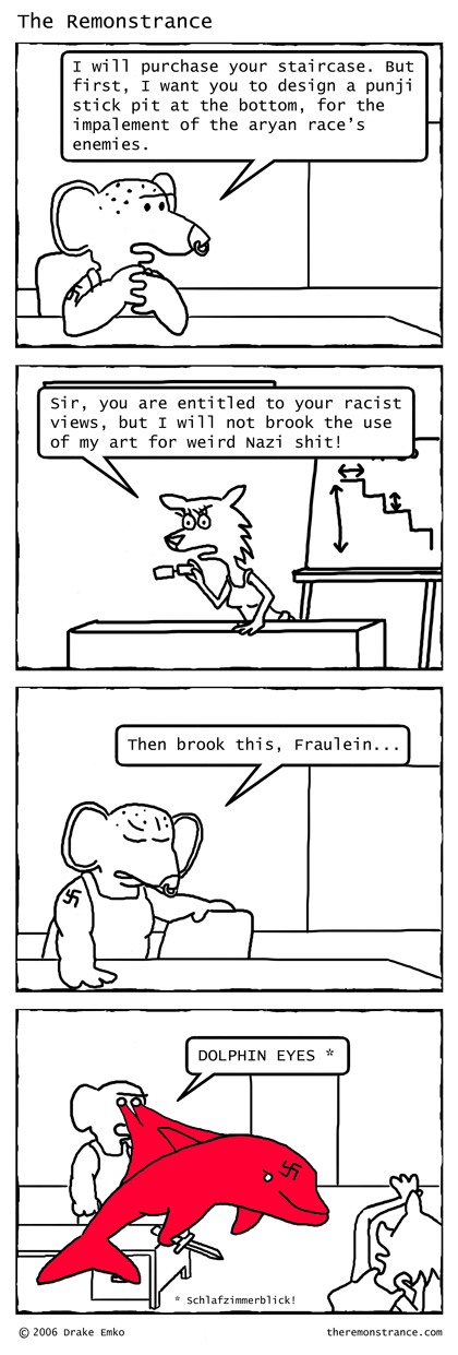 Dolphin Eyes - The Remonstrance comic for 2006-10-09. Word of the day: brook