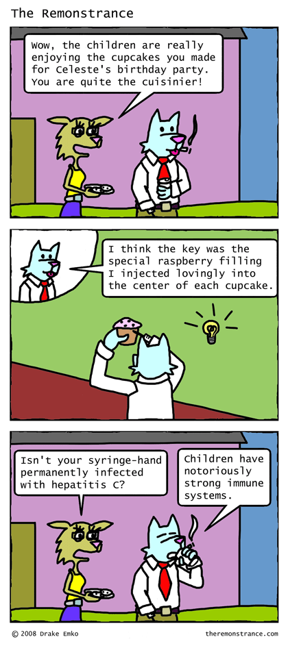 The Secret to Perfect Cupcakes - The Remonstrance comic for 2008-02-25. Word of the day: cuisinier