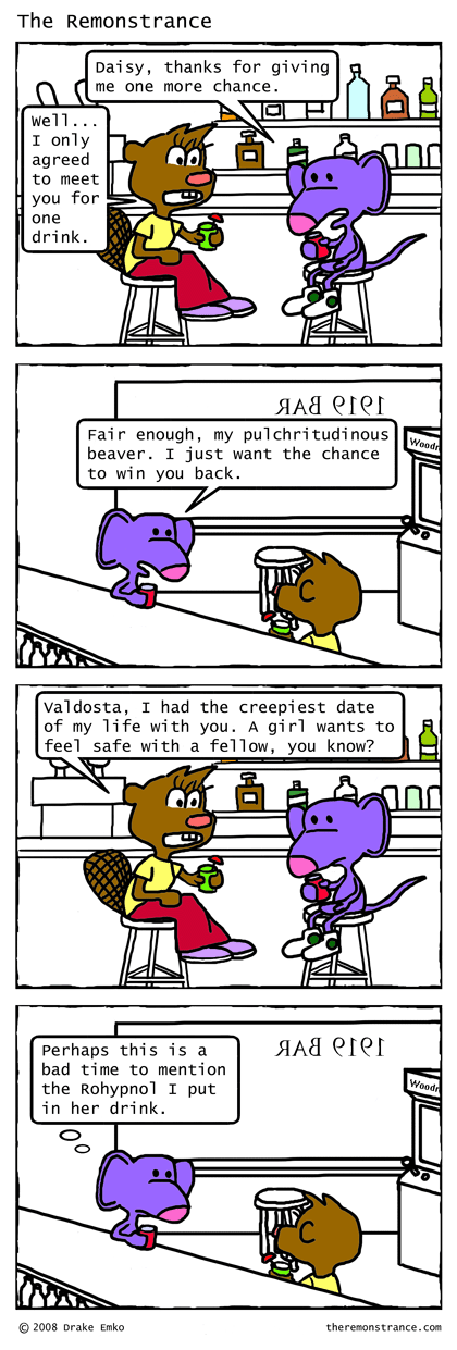 Wooing Miss Daisy - The Remonstrance comic for 2008-03-31. Word of the day: pulchritudinous