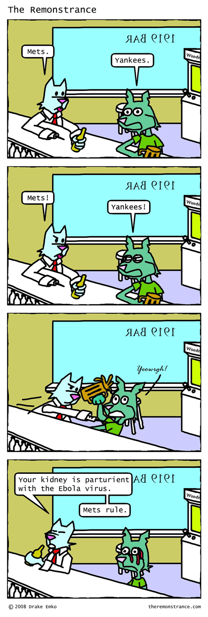 A Typical Sports Argument - The Remonstrance comic for 2008-06-11. Word of the day: parturient