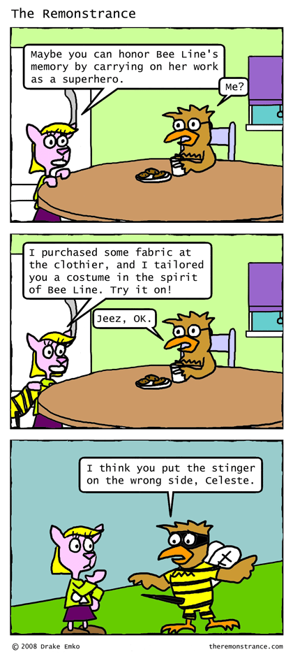 Wortle the Superhero - The Remonstrance comic for 2008-06-23. Word of the day: clothier