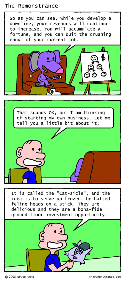 Valdosta Pitches Amway to a Familiar Face - The Remonstrance comic for 2008-07-21. Word of the day: ennui