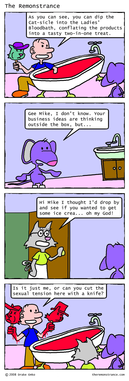 Mike and His Wacky Business Ideas - The Remonstrance comic for 2008-08-18. Word of the day: conflate