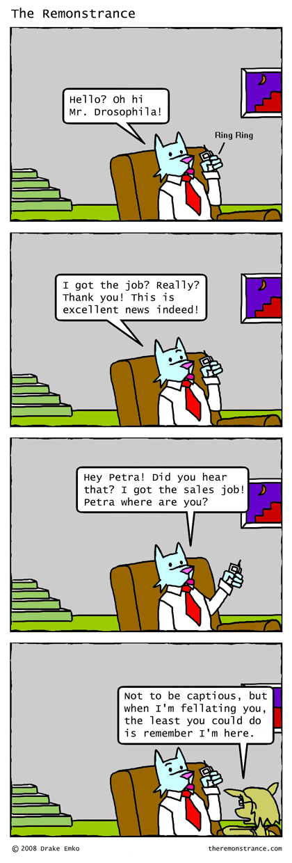 Hector Learns Whether He Got the Job or Not - The Remonstrance comic for 2008-10-06. Word of the day: captious